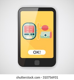 sphygmomanometer blood pressure flat icon with long shadow,eps10