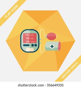 sphygmomanometer blood pressure flat icon with long shadow,eps10