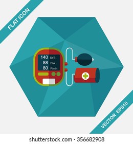 sphygmomanometer blood pressure flat icon with long shadow,eps10