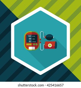 sphygmomanometer blood pressure flat icon with long shadow,eps10