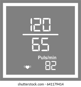 Sphygmomanometer display, blood pressure meter with monitor or gauge device. Illustration Of World Hypertension Day Background. Heart rate icon on background