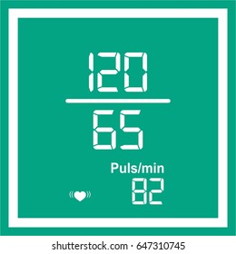 Sphygmomanometer display, blood pressure meter with monitor or gauge device. Illustration Of World Hypertension Day Background. Heart rate icon on background
