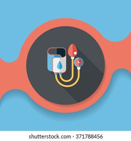 Sphygmomanometer flat icon with long shadow