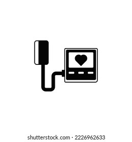 Sphygmomanometer icon in black flat glyph, filled style isolated on white background