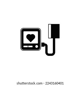 Sphygmomanometer icon in black flat glyph, filled style isolated on white background