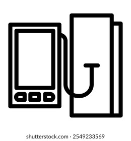 Icono de esfigmomanómetro en Estilo de contorno. Arte lineal