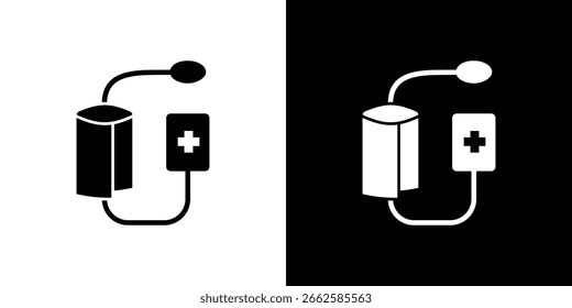 Sphygmomanometer icon set in black glyph style. silhouette collection vector illustration.