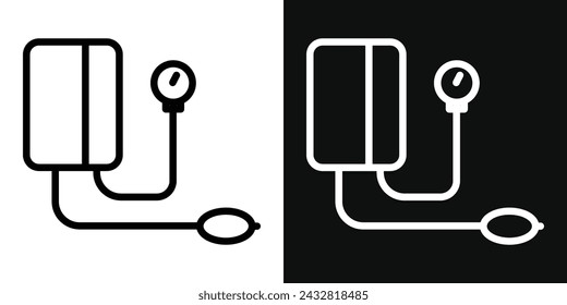 Conjunto de iconos del esfigmomanómetro. Ilustración vectorial
