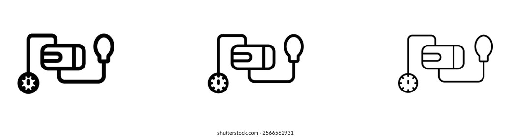 Sphygmomanometer icon in tree different line stroke sizes.
