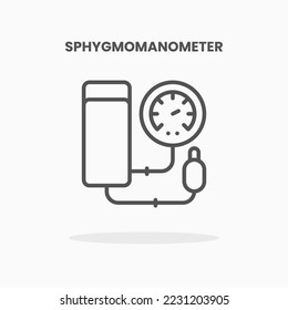 Estilo de línea de ilustración vectorial del icono del Sfigmomanómetro. Gran diseño para web, aplicación y más. Estroque editable y píxel perfecto.