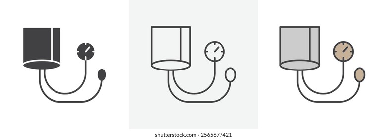 Sphygmomanometer icons in black and colored versions
