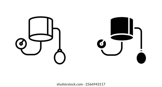 Sphygmomanometer icons. black and white vector set.