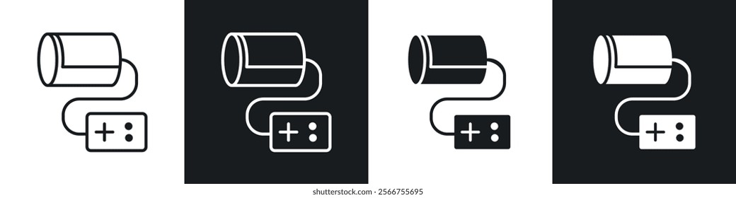 Sphygmomanometer icons in Thin line black color. flat simple vector symbols illustration.