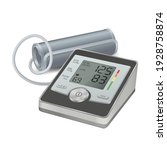 Sphygmomanometer realistic icon. Blood pressure monitor, gauge or sensor. Electronic pulsometer. Medical diagnostic device, measuring equipment. Vector illustration isolated on white background.