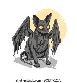 Dibujo de un gato Sfinx en carteles y camisetas