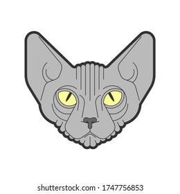 Sphynx cat face isolated. Pet head vector illustration
 

