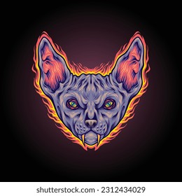 Sphynx cat cabeza de gatito ilustraciones vectoriales del logotipo de dios egipcio para tu trabajo logo, camiseta de mercadería, pegatinas y diseños de etiquetas, afiche, tarjetas de felicitación compañía comercial