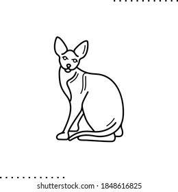 Sphynx Cat, Kitten Breed, Vector Icon In Outlines