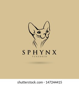 Sphynx cat label - vector illustration