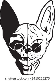 Sphynx Cat Skull Daed and Alive 