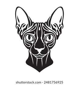 Sphynx Cat vector logo design silhouette perfect shape black and white