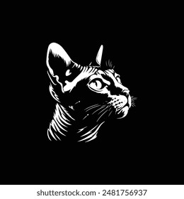 Sphynx Cat vector logo design silhouette perfect shape black and white