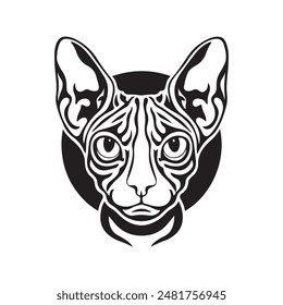 Sphynx Cat vector logo design silhouette perfect shape black and white