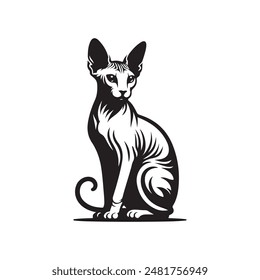 Sphynx Cat vector logo design silhouette perfect shape black and white