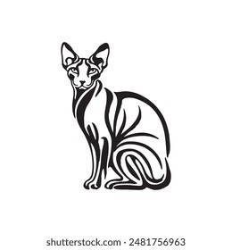 Sphynx Cat vector logo design silhouette perfect shape black and white