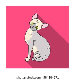 Sphynx icon in flat style isolated on white background. Cat breeds symbol stock vector illustration.