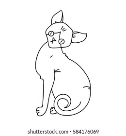 Sphynx icon in outline style isolated on white background. Cat breeds symbol stock vector illustration.