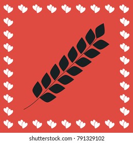 Spica icon flat. Simple black pictogram on red background with white hearts for valentines day. Vector illustration symbol
