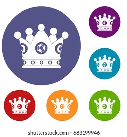  Spica icons set in flat circle red, blue and green color for web