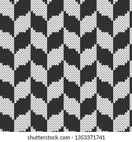 Spica jacquard knitted seamless pattern. Black and white graphical background. Vector illustration.