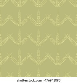 Spica wheat seamless pattern. Vector illustration for organic farming, growing food, brewery and bakery. Ideal for wallpaper, wrapping paper, fabric, decoration
