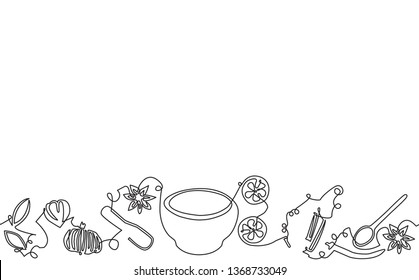 Spice Background. Cooking. Pattern with Condiment. Vector illustration.