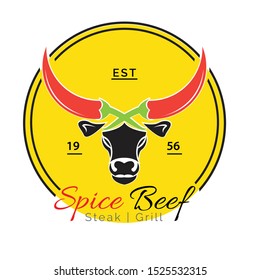 Spice beef logo template. steak house logo
