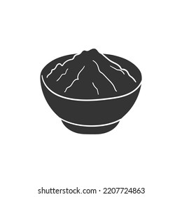 Spice Bowl Icon Silhouette Illustration. Seasoning Vector Graphic Pictogram Symbol Clip Art. Doodle Sketch Black Sign.