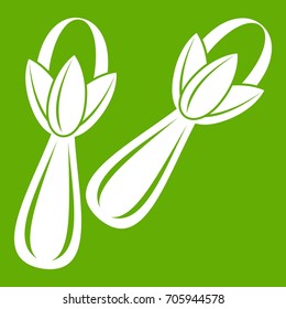 Spice cloves icon white isolated on green background. Vector illustration