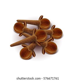 Spice cloves isolated on white photo-realistic vector illustration