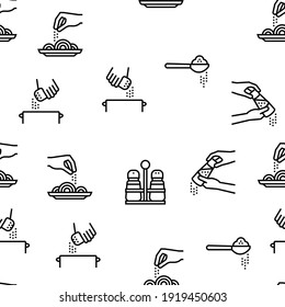 Spice Condiment Herb Vector Seamless Pattern Thin Line Illustration