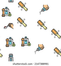 Spice Condiment Herb Vector Seamless Pattern Thin Line Illustration