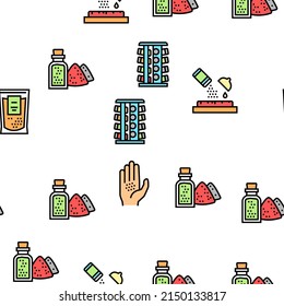 Spice Condiment Herb Vector Seamless Pattern Thin Line Illustration