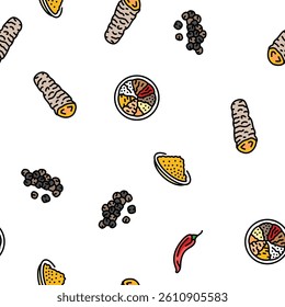 spice food herb leaf vector seamless pattern thin line illustration