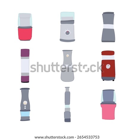 spice grinder set cartoon. manual kitchen, herbs pepper, coffee stainless spice grinder sign. isolated symbol vector illustration
