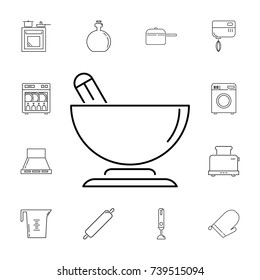 Spice grinder. Set of kitchen icons on white background