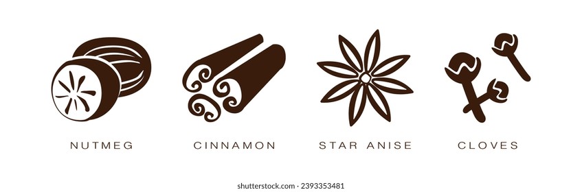 Spice and Herbs for Culinary and Cooking Vector Set