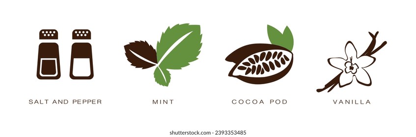 Spice and Herbs for Culinary and Cooking Vector Set