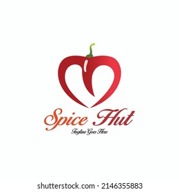 Spice hut logo design template. Heart shape icon. Vector illustration