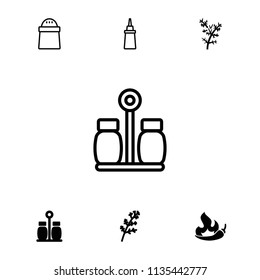 Spice icon. collection of 7 spice filled and outline icons such as deel, pepper, ketchup. editable spice icons for web and mobile.